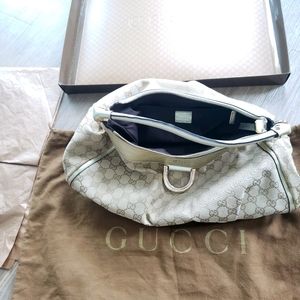 Gucci large top handle canvas shoulder bag, used